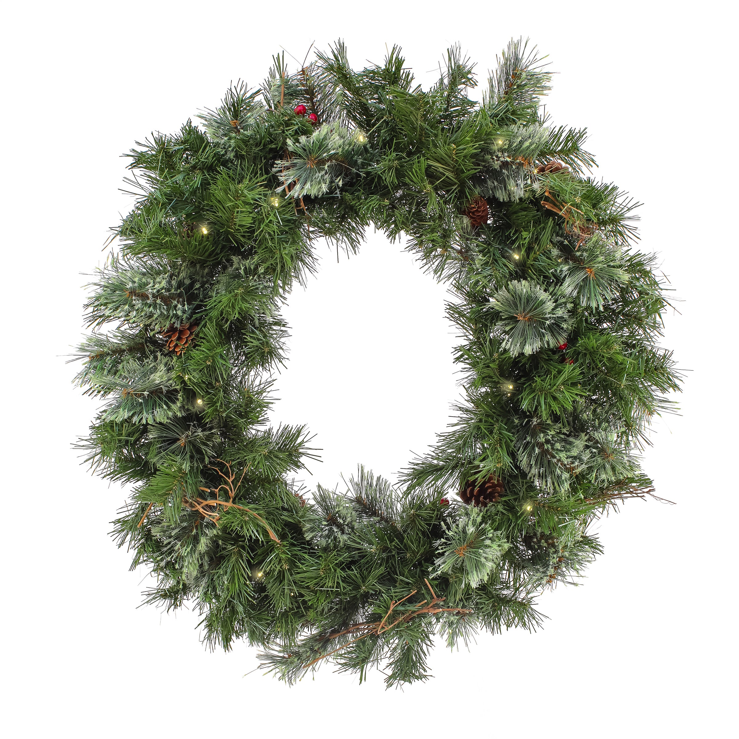 30 in. Pre-Lit Glistening Pine Wreath with LED Lights